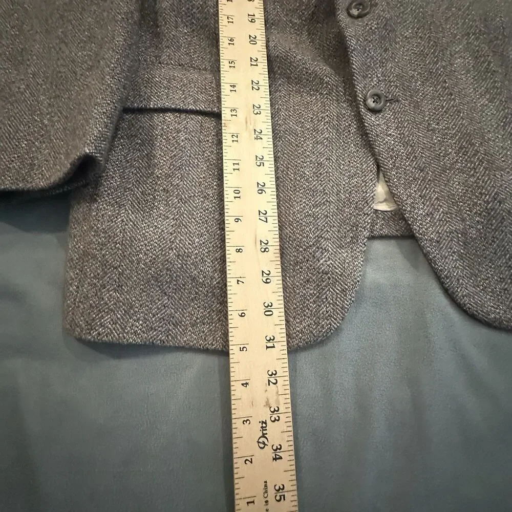 Vintage 80s Kingsridge Tweed Blazer Mens 44 Herringbone Wool Sport Coat Made USA